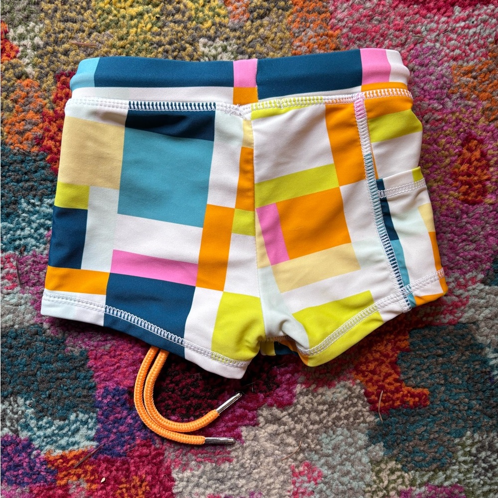 Swimzip Multicolor Check Swim Trunks with Drawstring - Picture 3 of 3